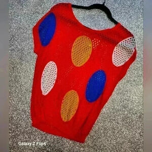 Womens  retro polka-dot sleeveless mesh top